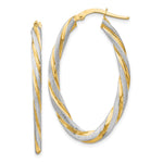 Load image into Gallery viewer, Leslie&#39;s 14K &amp; White Rhod. Polished &amp; Satin Twisted Oval Hoop EarringsLE1404
