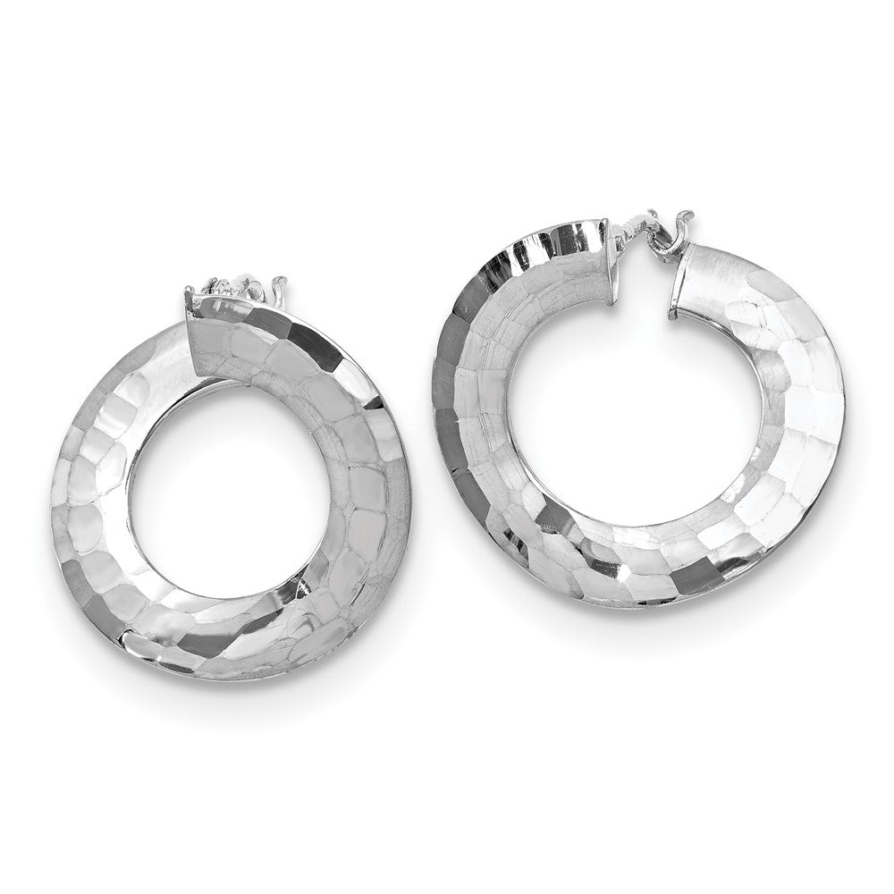 Leslie's 14K White Gold Polished & Textured Fancy Hoop EarringsLE1555