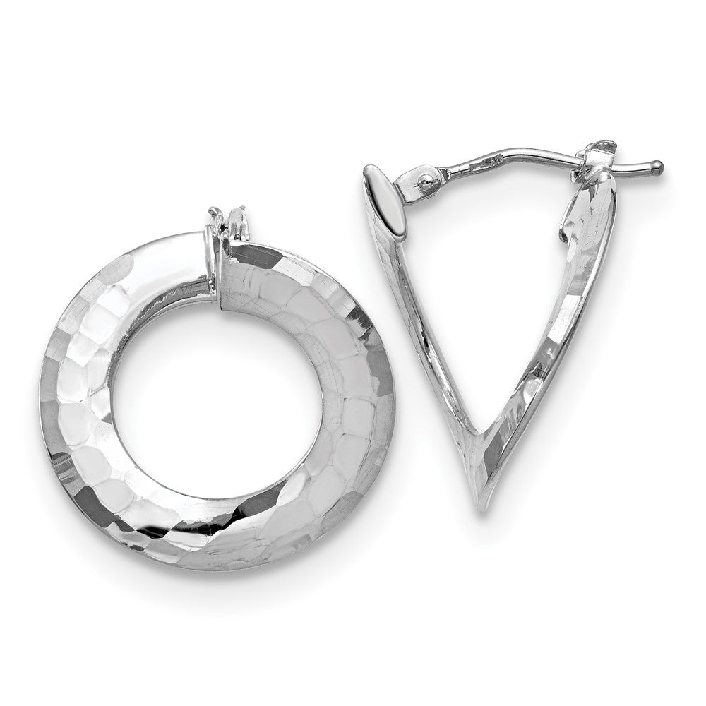 Leslie's 14K White Gold Polished & Textured Fancy Hoop EarringsLE1555