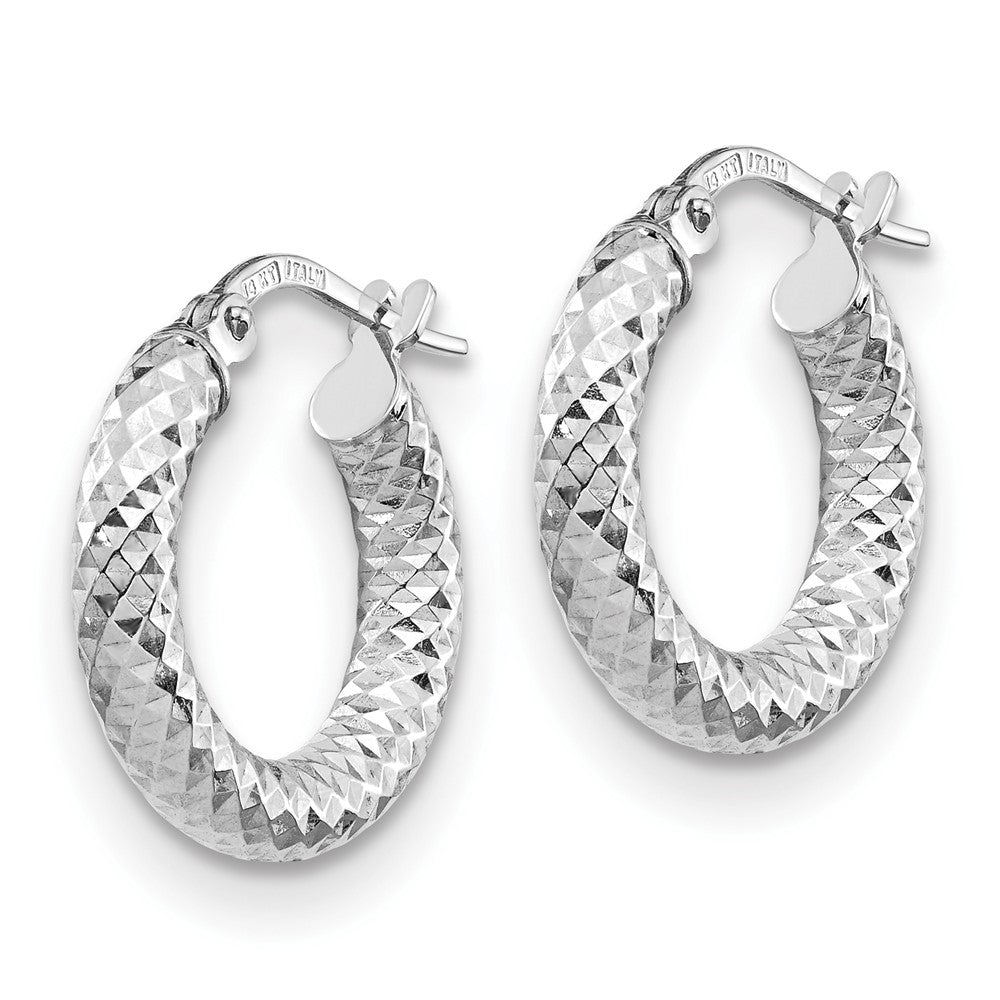 Leslie's 14K 3x10 White Gold D/C Round Hoop EarringsLE1730W