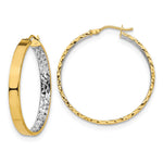 Load image into Gallery viewer, Leslie&#39;s 14K &amp; White Rhodium Polished &amp; D/C Hoop EarringsLE1799
