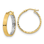 Load image into Gallery viewer, Leslie&#39;s 14K &amp; White Rhodium Polished &amp; D/C Hoop EarringsLE1801
