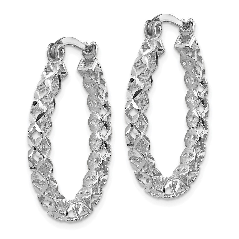 Leslie's 14K White Gold Polished D/C Hollow Hoop EarringsLE1825W