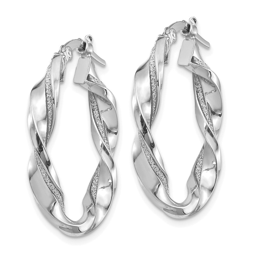 Leslie's 14K White Gold Polished Glimmer Infused Twisted Hoop EarringsLE1836W