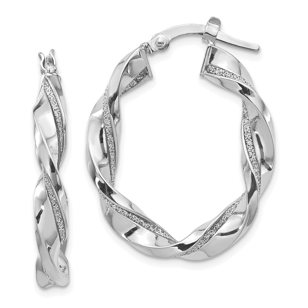 Leslie's 14K White Gold Polished Glimmer Infused Twisted Hoop EarringsLE1836W