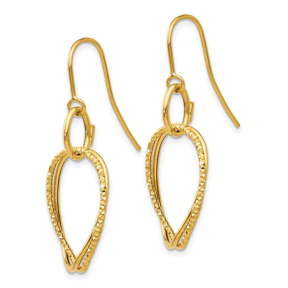 Leslie's 14K Polished and Textured Shepherd Hook EarringsLE184