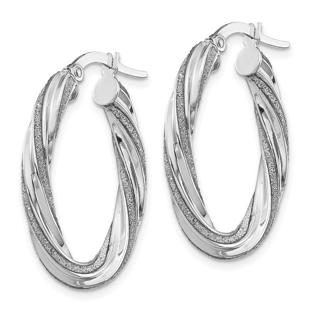 Leslie's 14K White Glimmer Infused Oval Hoop EarringsLE1850W