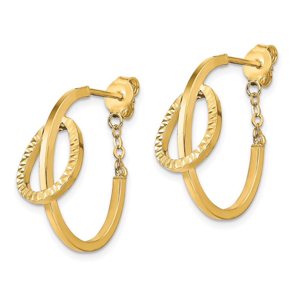 Leslie's 14k D/C Polished Hoop w/ Chain EarringsLE1965