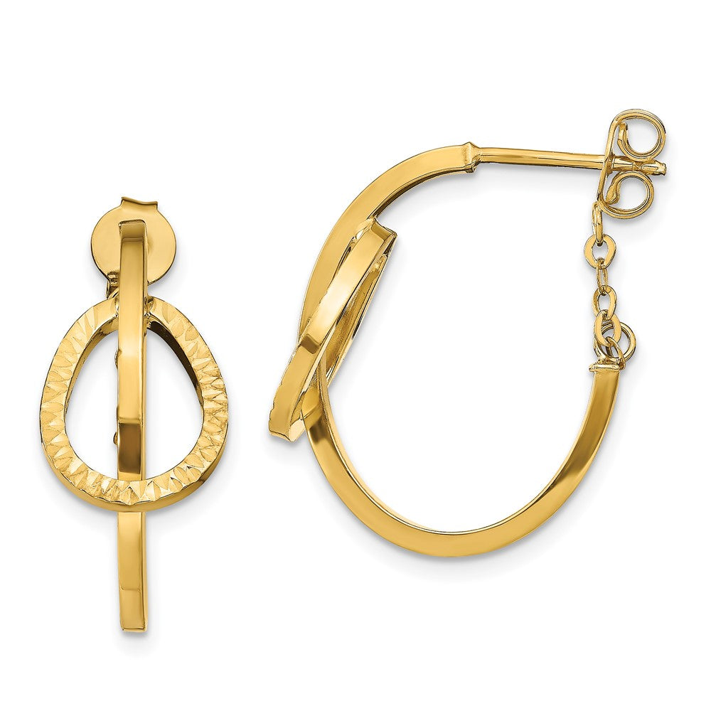 Leslie's 14k D/C Polished Hoop w/ Chain EarringsLE1965