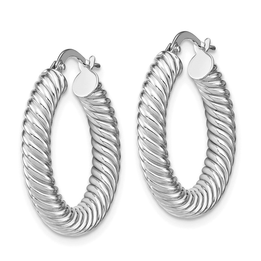Leslie's 14K White Gold Polished Textured Hoop EarringsLE2066W