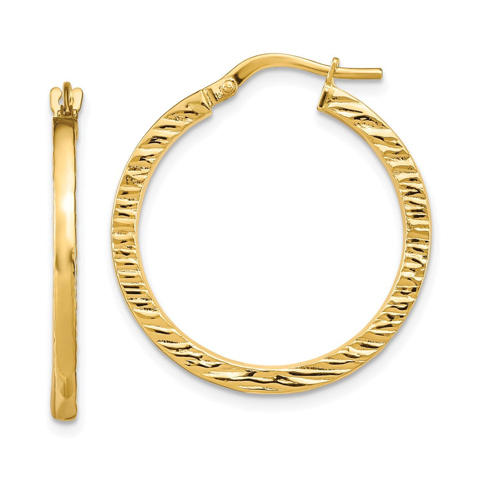 Leslie's 14K Polished Textured Hoop EarringsLE2072