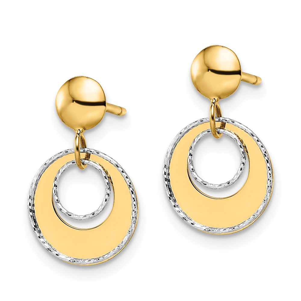 Leslie's 14K Two-tone Polished Textured Post Dangle EarringsLE2121