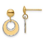 Load image into Gallery viewer, Leslie&#39;s 14K Two-tone Polished Textured Post Dangle EarringsLE2121

