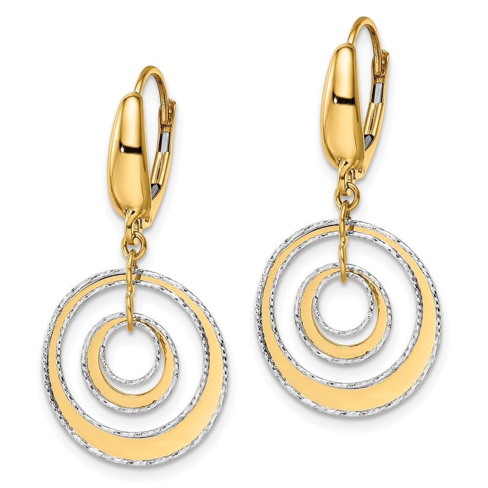 Leslie's 14K Two-tone Polished Textured Leverback Dangle EarringsLE2123