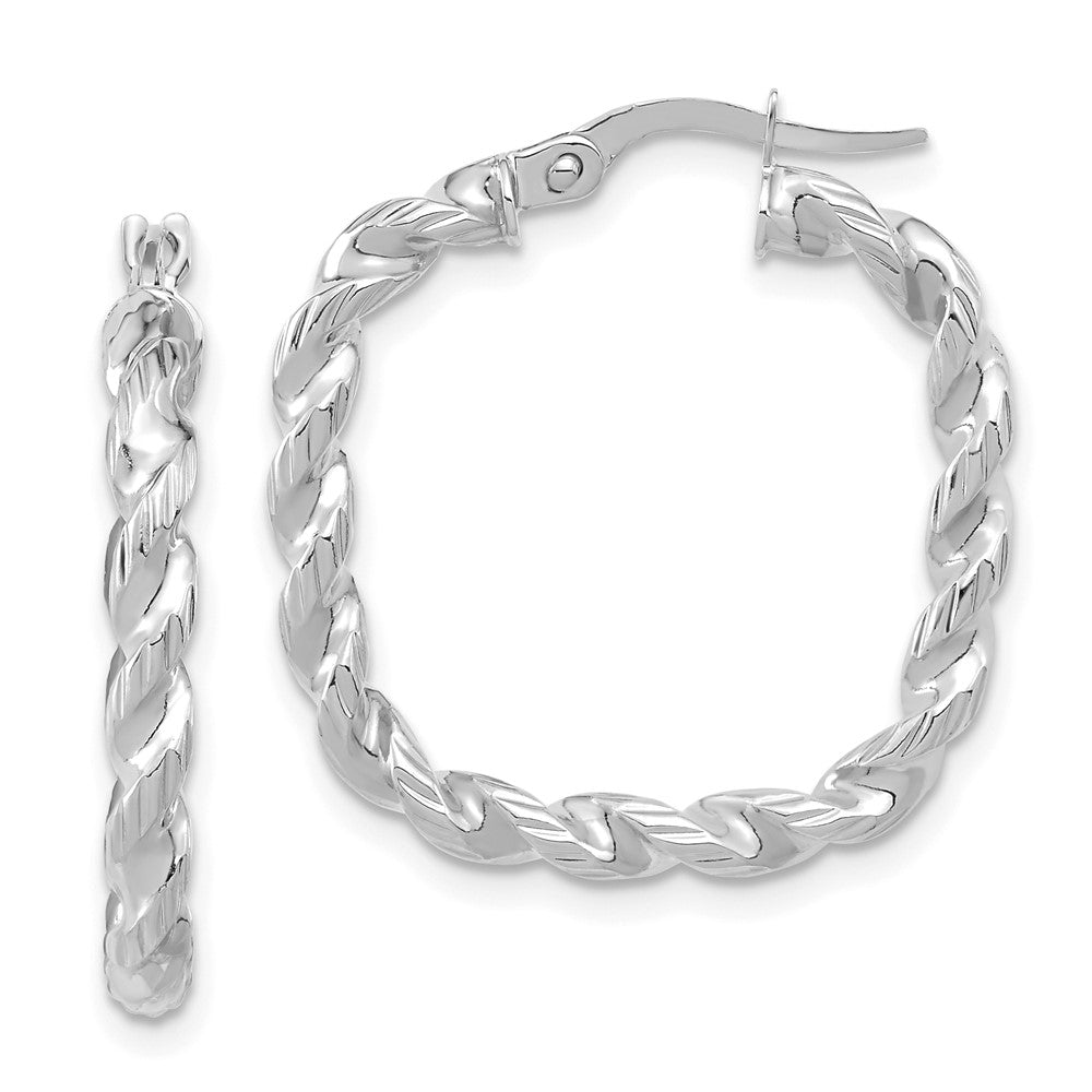 Leslie's 14K White Gold Polished Square Twisted Hoop EarringsLE2128W