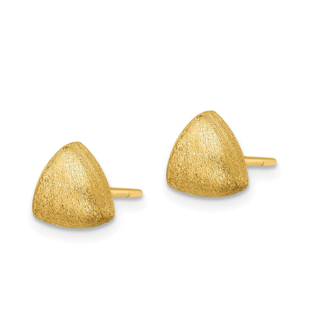 Leslie's 14K Polished and Scratch Finish Triangle Button Post EarringsLE2138