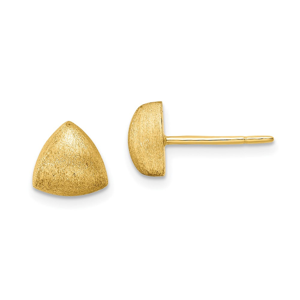 Leslie's 14K Polished and Scratch Finish Triangle Button Post EarringsLE2138