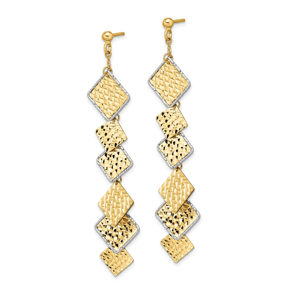 Leslie's 14K Two-tone Polished and Brushed D/C Post Dangle EarringsLE2139