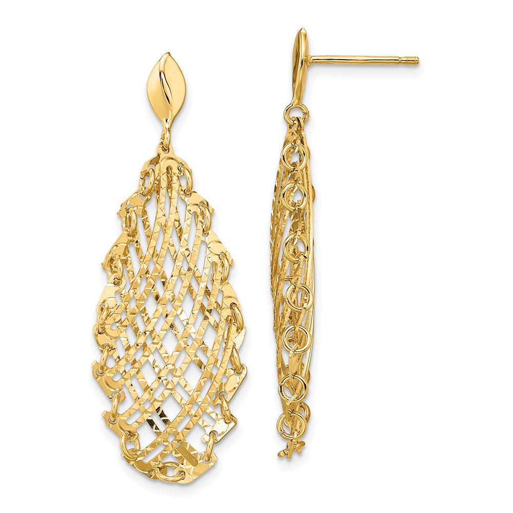 Leslie's 14k Polished D/C Post Dangle EarringsLE2154