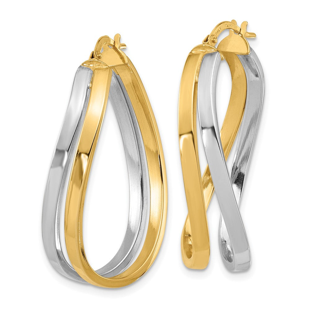 Leslie's 14K Two-tone Polished Twisted Oval Hoop EarringsLE2170