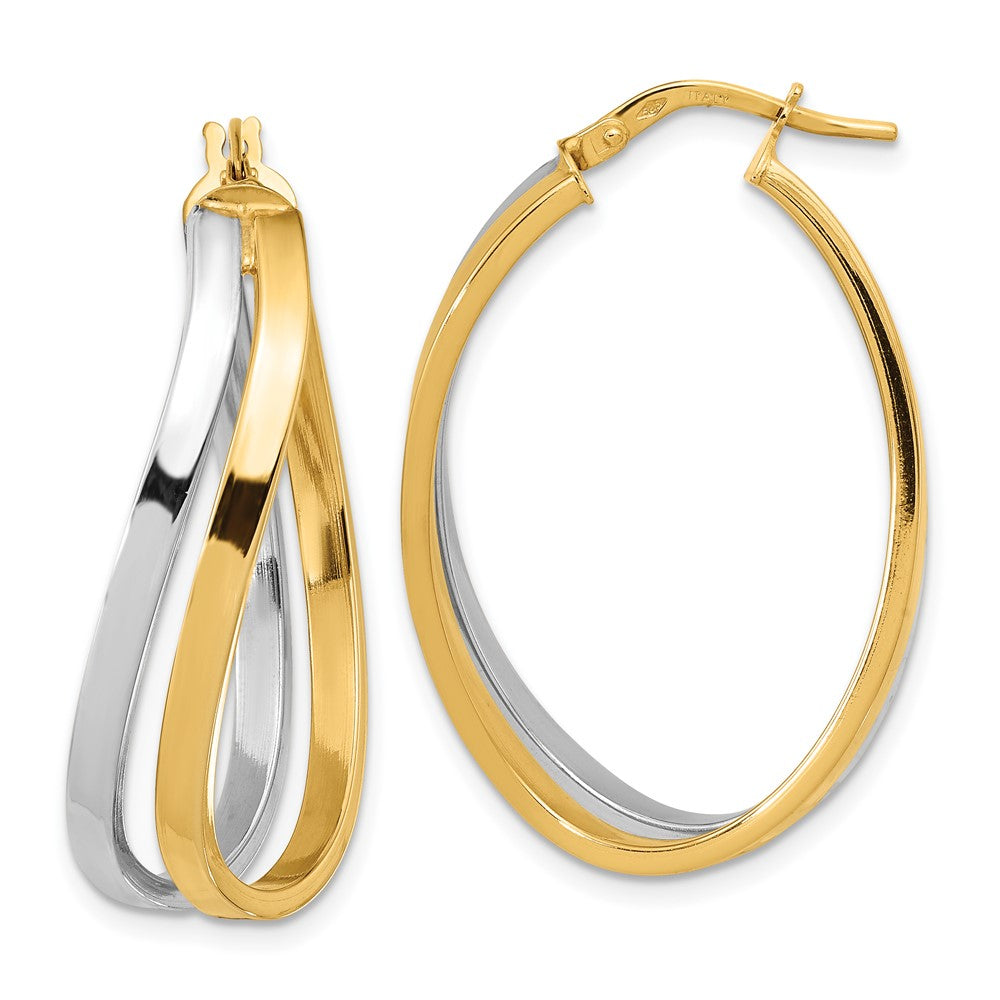 Leslie's 14K Two-tone Polished Twisted Oval Hoop EarringsLE2170