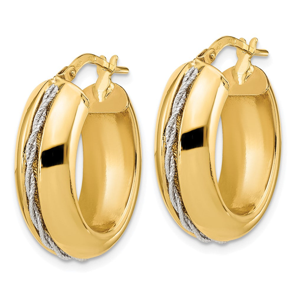 Leslie's 14K Two-tone Polished w/ Twist Center Hoop  EarringsLE2172