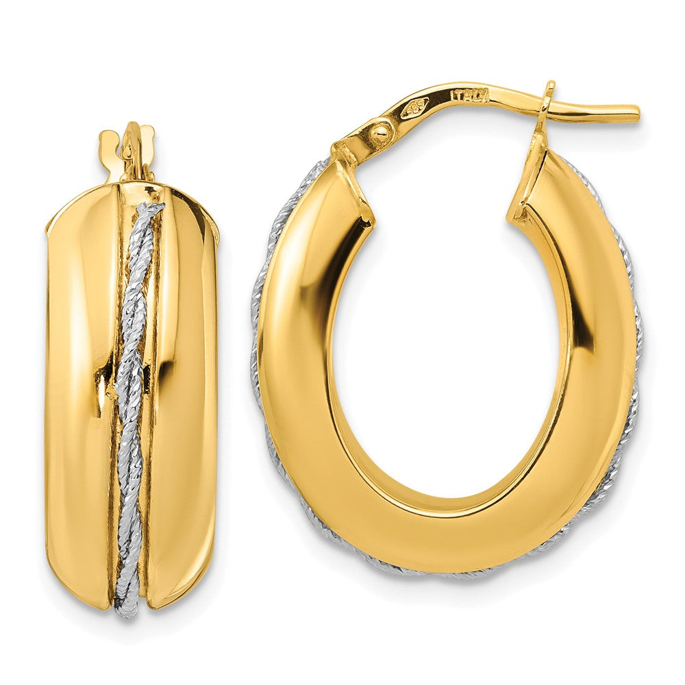 Leslie's 14K Two-tone Polished w/ Twist Center Hoop  EarringsLE2172