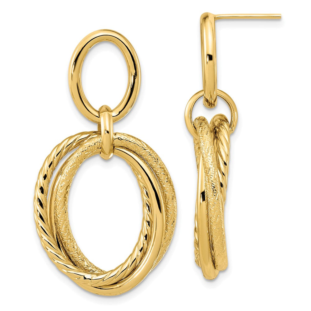 Leslie's 14K Polished and Textured Post Dangle EarringsLE2179