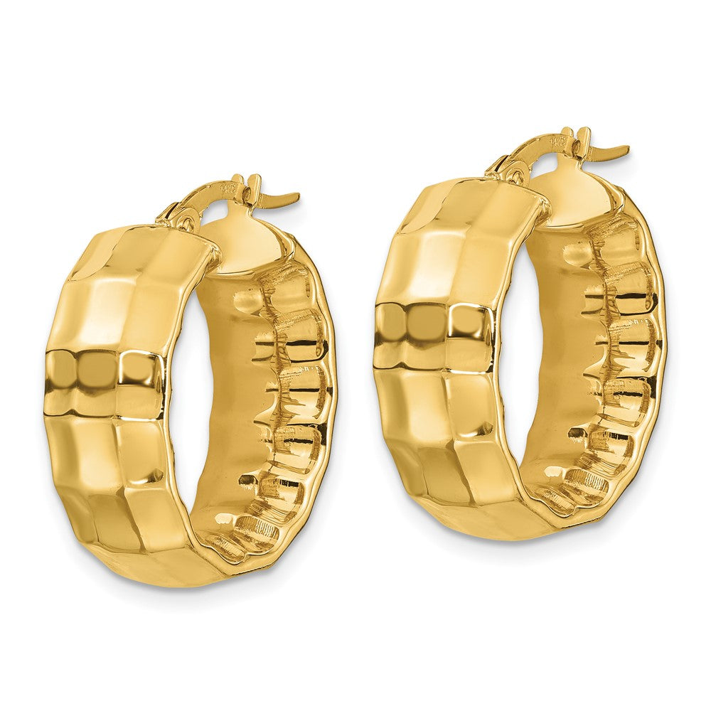 Leslie's 14K Polished Textured Oval Hoop EarringsLE2182