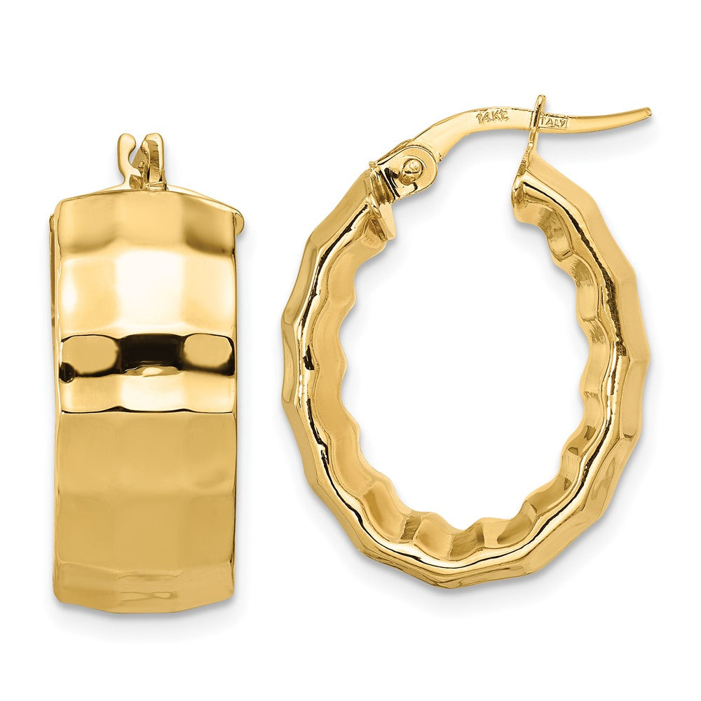 Leslie's 14K Polished Textured Oval Hoop EarringsLE2182