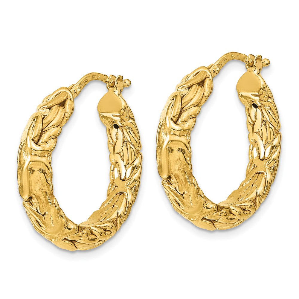 Leslie's 14k Polished Textured Hoop EarringsLE2198