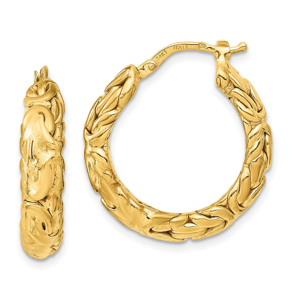 Leslie's 14k Polished Textured Hoop EarringsLE2198