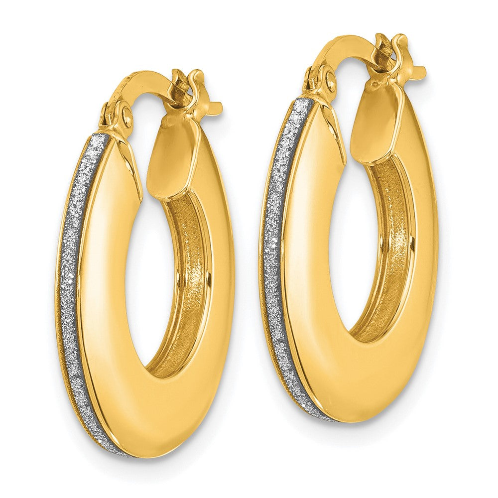 Leslie's 14K Polished Glitter Infused Hoop EarringsLE2202
