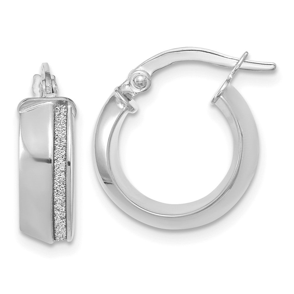 Leslie's 14K White Gold Polished Glitter Infused Hoop EarringsLE2204W