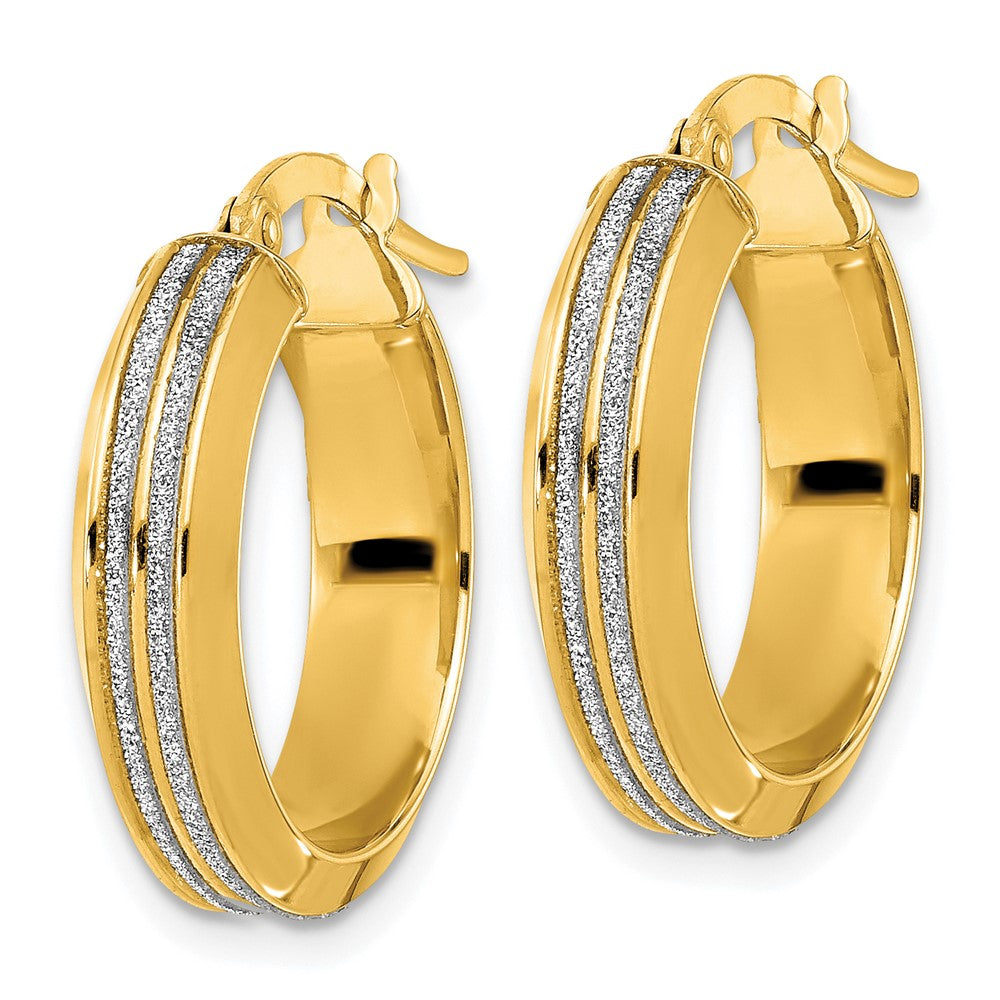 Leslie's 14K Polished Glitter Infused Hoop EarringsLE2205