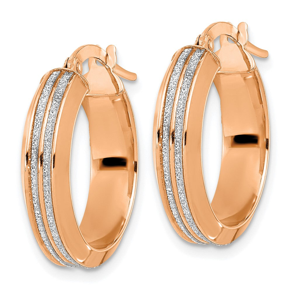 Leslie's 14K Rose Gold Polished Glitter Infused Hoop EarringsLE2205R