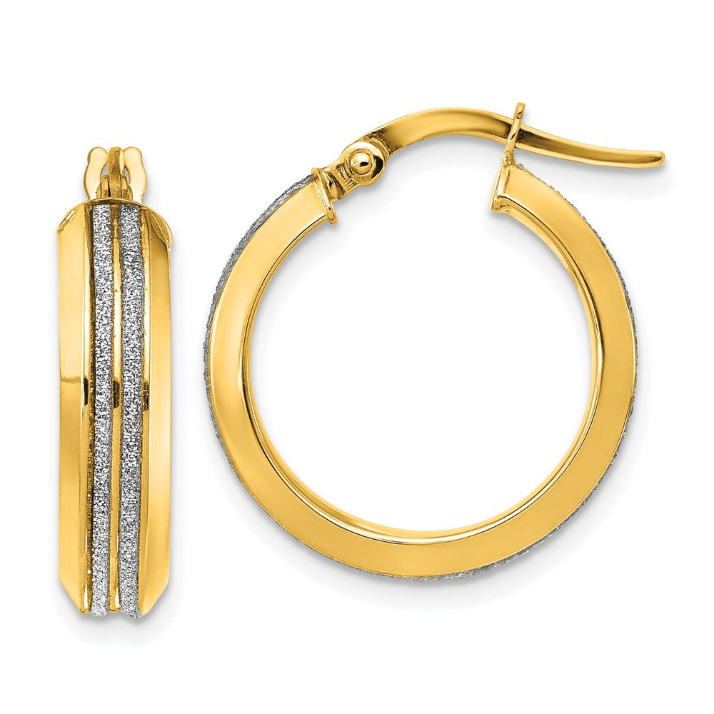 Leslie's 14K Polished Glitter Infused Hoop EarringsLE2205