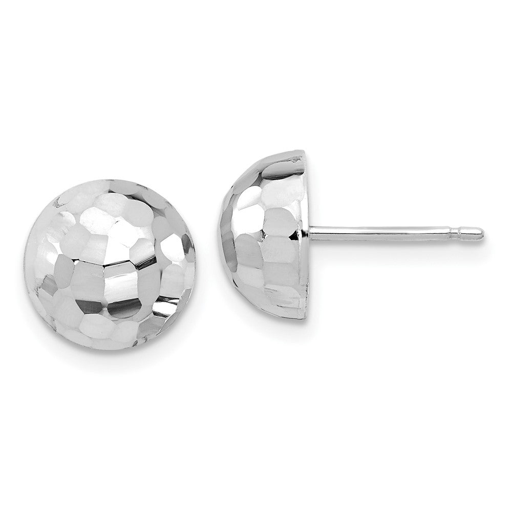 Leslie's 14K White Gold Polished D/C 10mm Button Post EarringsLE2217W