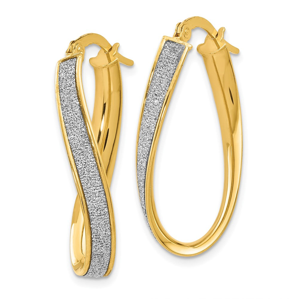 Leslie's 14K Polished Glimmer Infused Oval Twist Hoop EarringsLE276