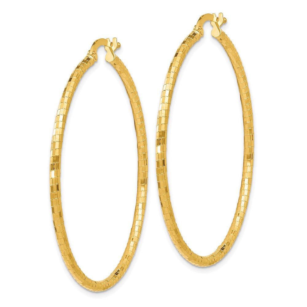 Leslie's 14K Polished and Textured Hoop EarringsLE293