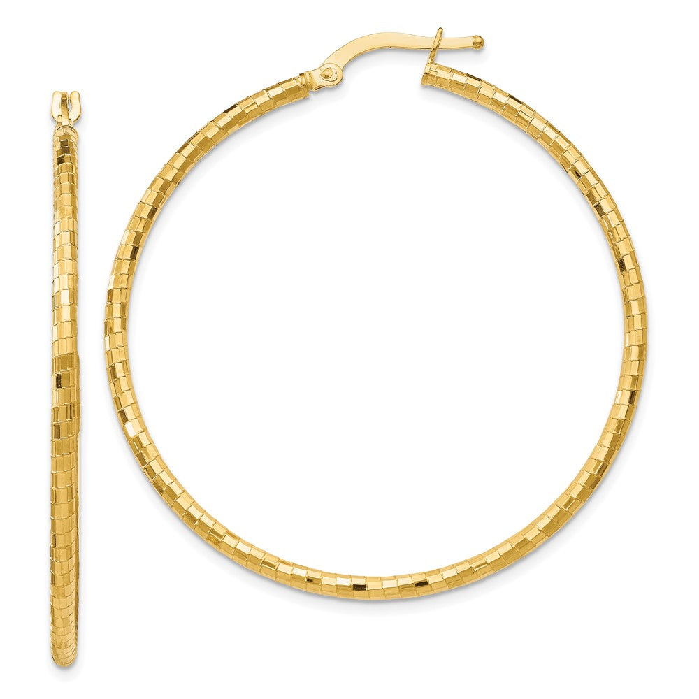 Leslie's 14K Polished and Textured Hoop EarringsLE293