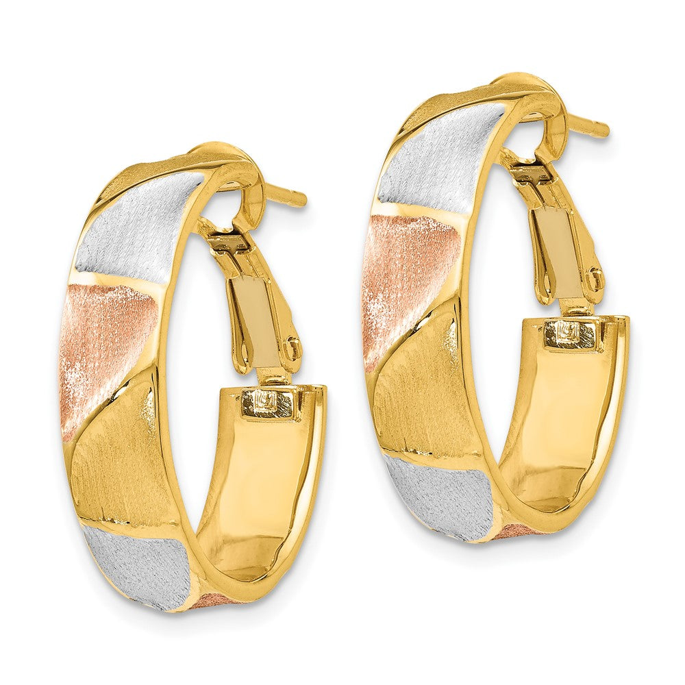 Leslie's 14K Yellow Gold & Rhodium Polished & Satin Hoop EarringsLE298