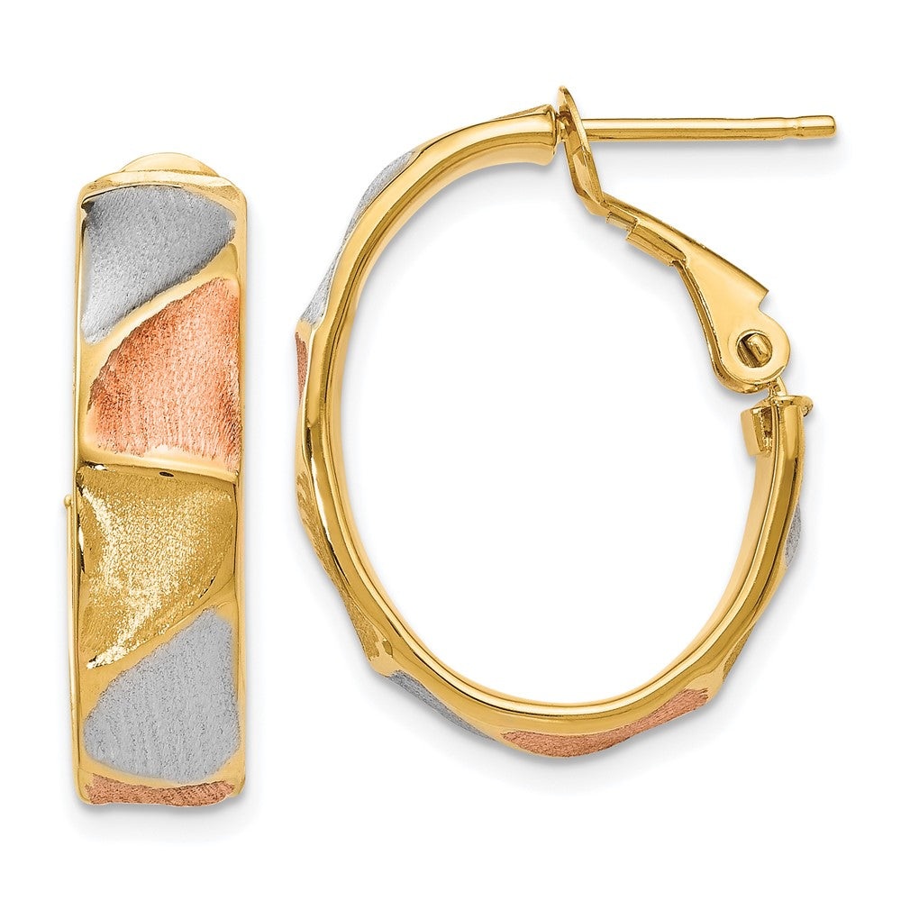 Leslie's 14K Yellow Gold & Rhodium Polished & Satin Hoop EarringsLE298