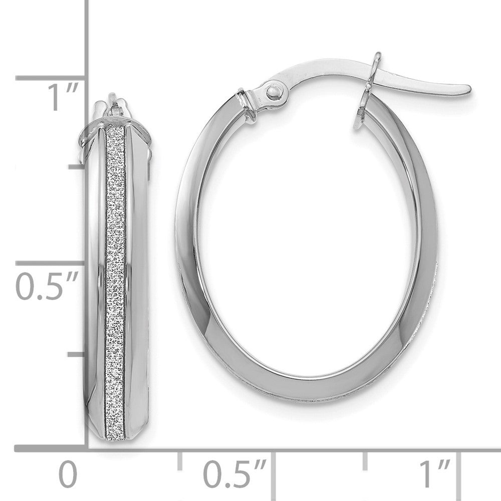 Leslie's 14K White Gold Polished Glimmer Infused Oval Hoop EarringsLE331