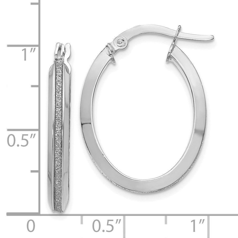 Leslie's 14K White Gold Polished Glimmer Infused Oval Hoop EarringsLE336