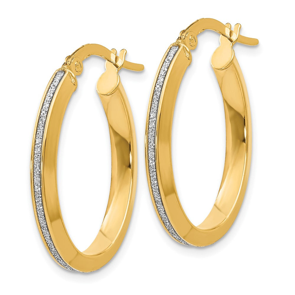 Leslie's 14K Polished Glimmer Infused Oval Hoop EarringsLE337