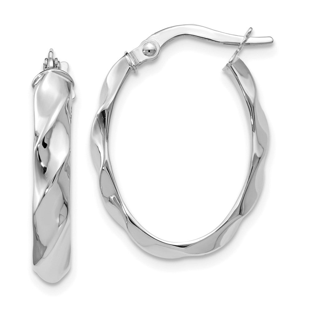 Leslie's 14K White Gold Polished Twisted Oval Hoop EarringsLE356