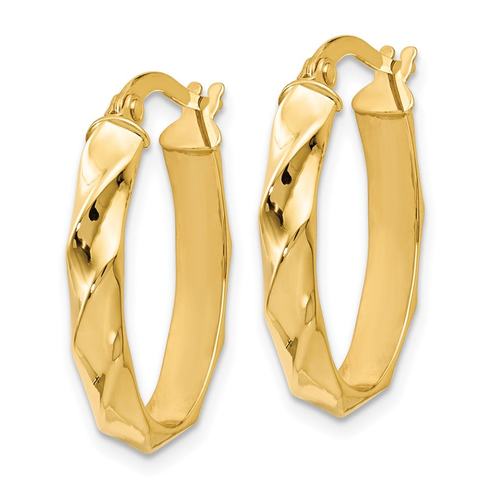 Leslie's 14K Polished and Twisted Oval Hoop EarringsLE357