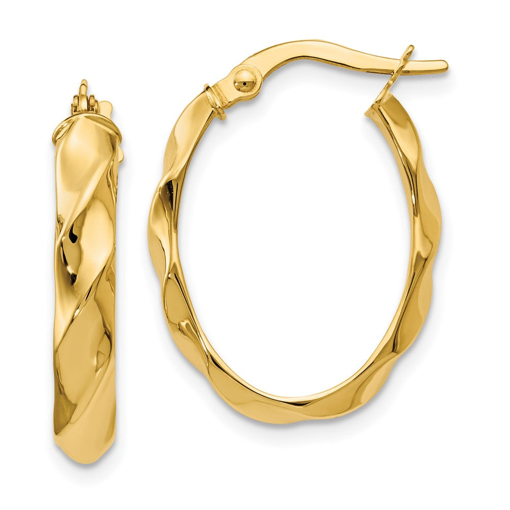 Leslie's 14K Polished and Twisted Oval Hoop EarringsLE357