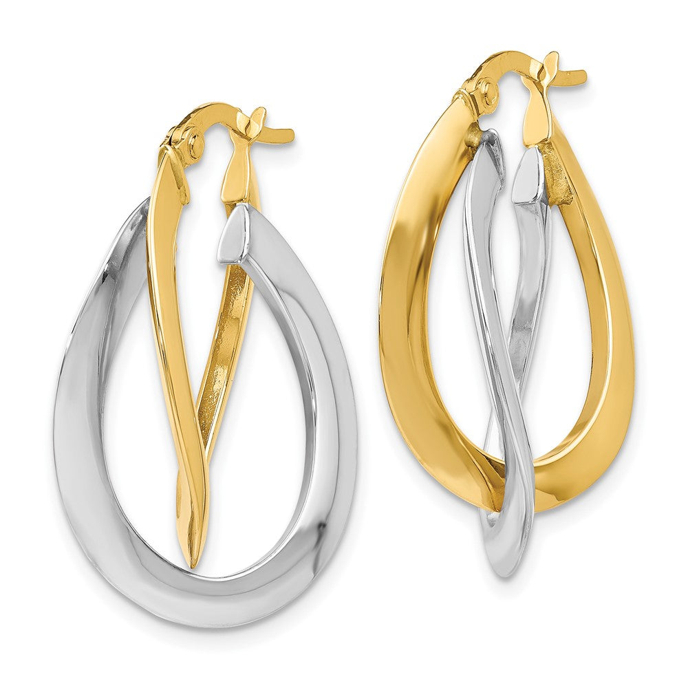 Leslie's 14K Two-tone Polished Twisted Double Hoop EarringsLE410